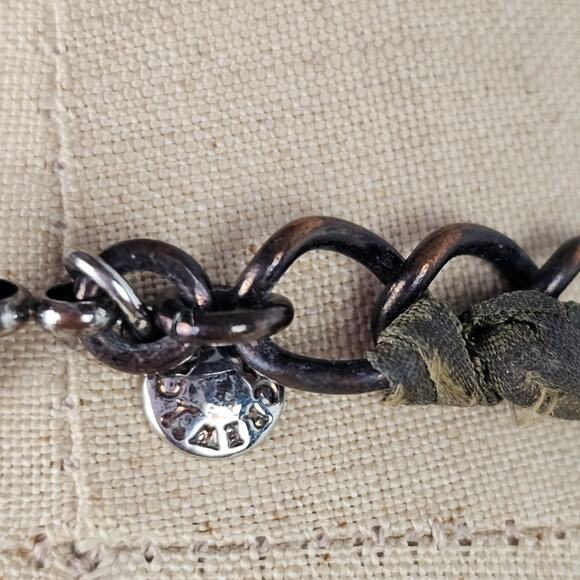 Lot 2 J Crew necklaces olive green and stone ribbon smokey facetted fringed - Picture 5 of 11